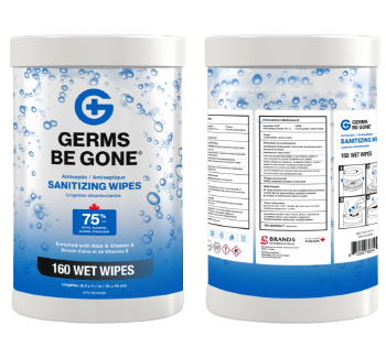 160 Count Germs Be Gone Antibacterial Sanitizing Wipes in Canister