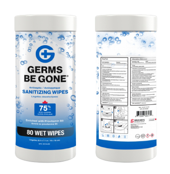 80 Count Germs Be Gone Antibacterial Sanitizing Wipes in Canister